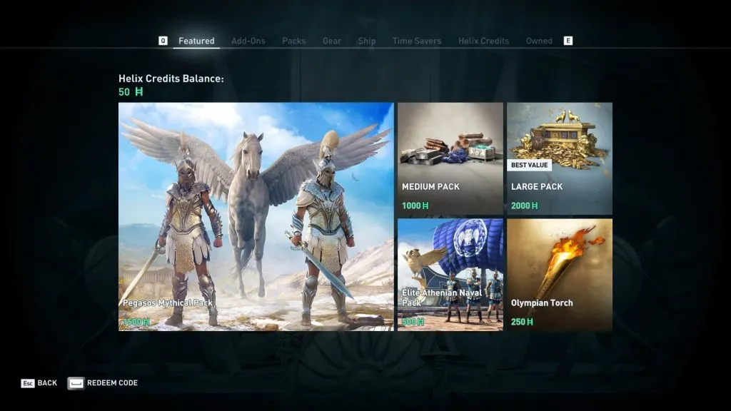 Assassin's Creed: Odyssey Featured Microtransaction Packs