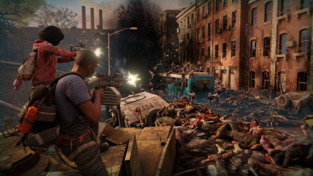 World War Z Screenshot Showing a Horde of Zombies
