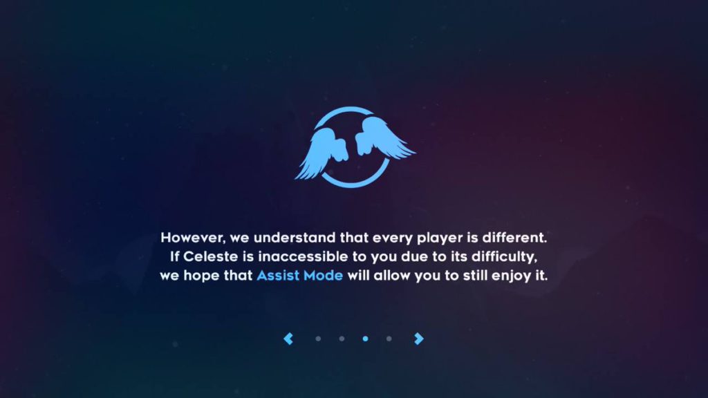 Celeste Accessibility Message About Assist Mode