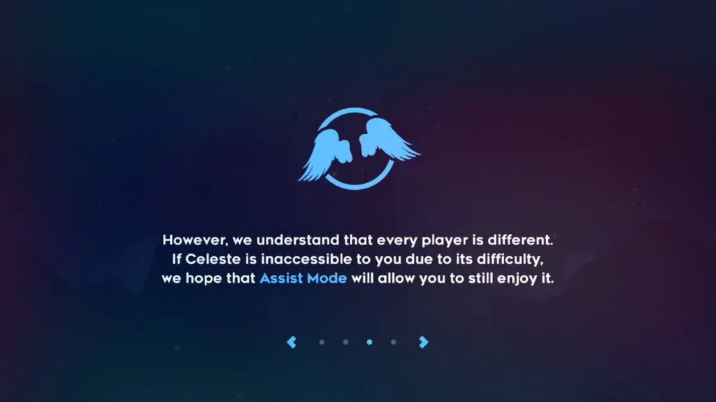 Celeste Accessibility Message About Assist Mode