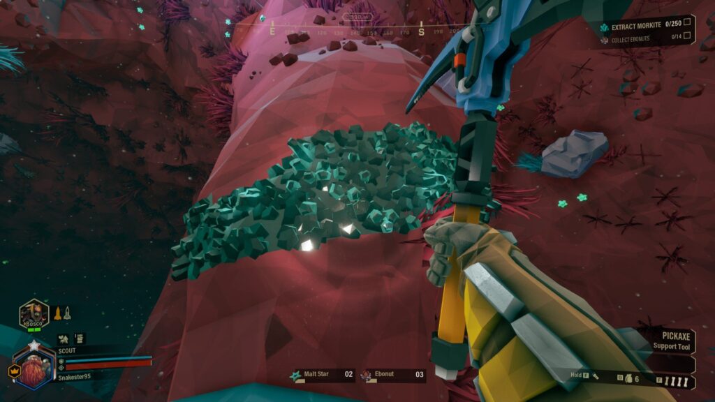 Deep Rock Galactic - Mining Morkite in a Cave
