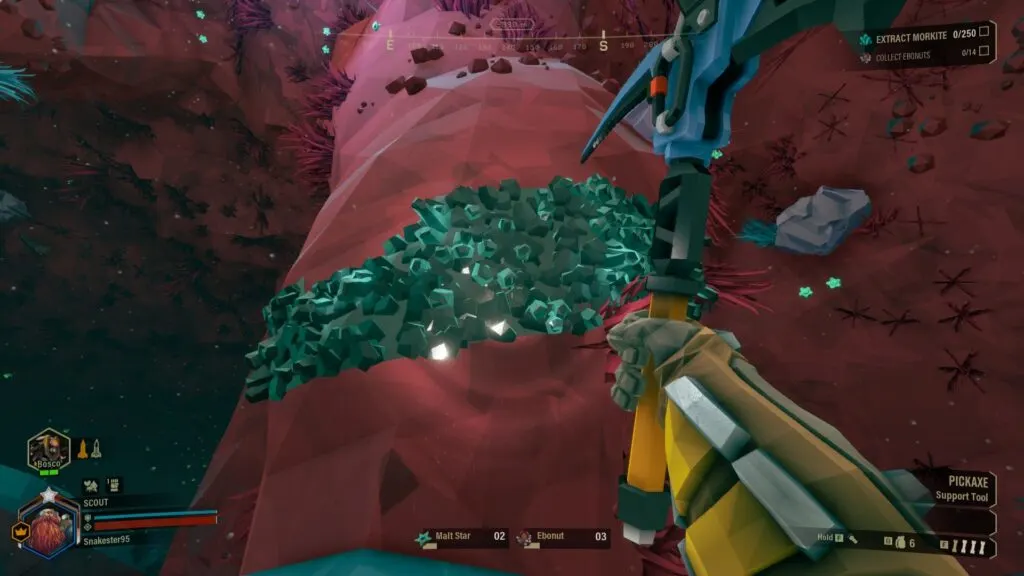 Deep Rock Galactic - Mining Morkite in a Cave