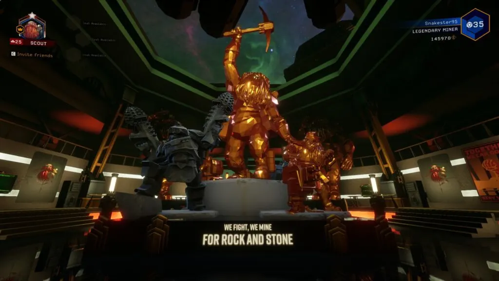 Deep Rock Galactic - Golden Statue in Memorial Chamber