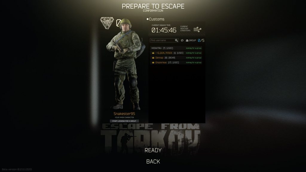 Escape from Tarkov Lobby Players