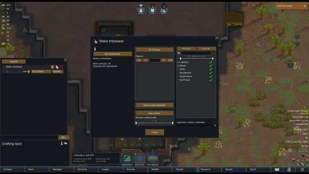 RimWorld - How to Make Clothes