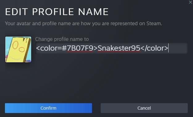 Steam Profile Name Change Screenshot
