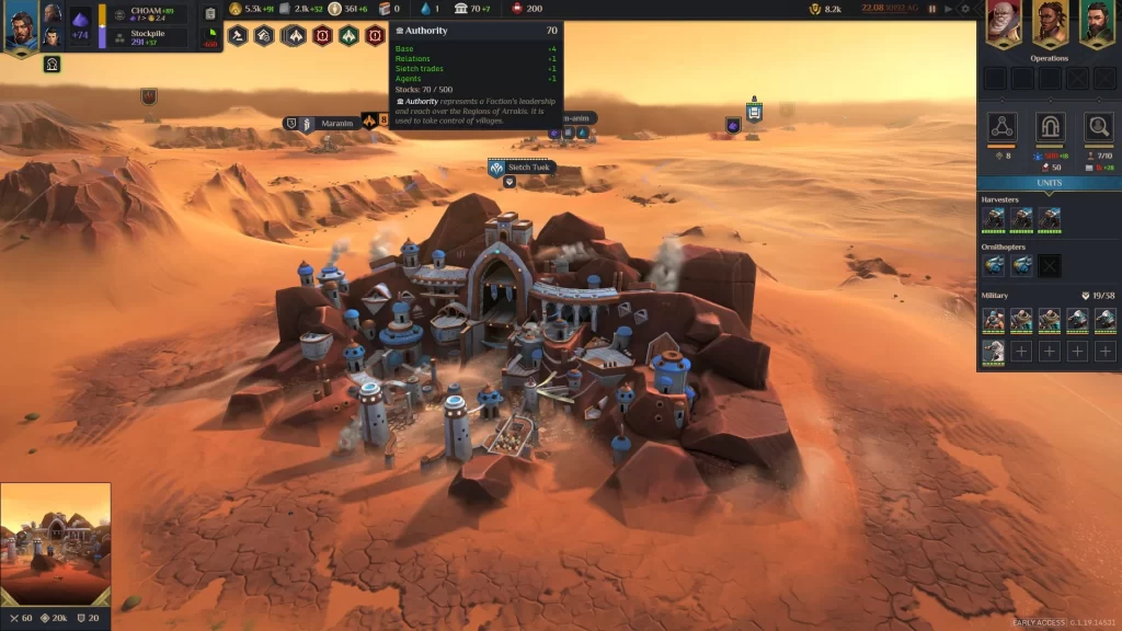 Dune Spice Wars - Main Base Authority Gain