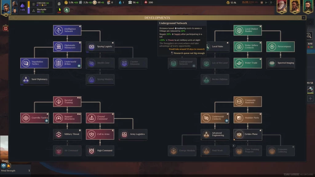 Dune Spice Wars - Underground Network Development Tip