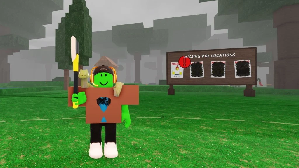 99 Nights in the Forest Roblox Screenshot Showing Someone Holding an Axe