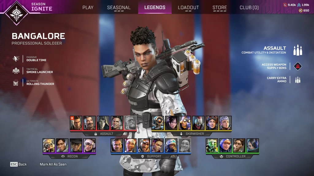 Apex Legends - Bangalore on Character Screen