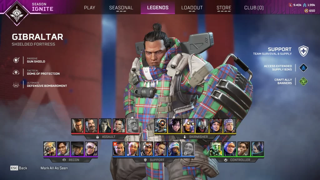 Apex Legends - Gibraltar on Character Screen