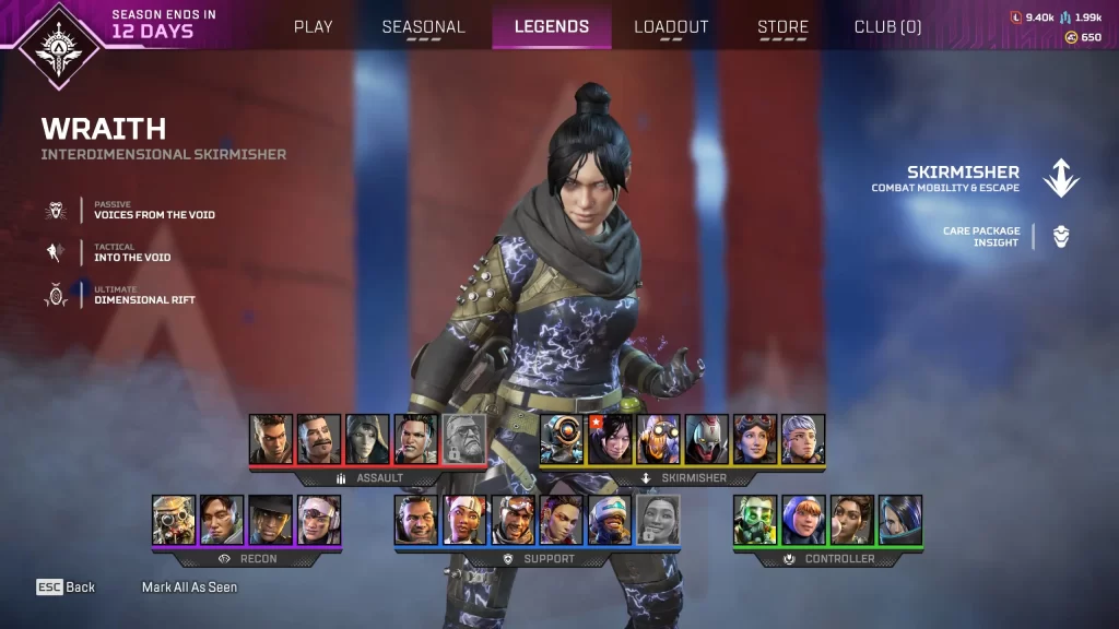 Apex Legends - Wraith on Character Screen