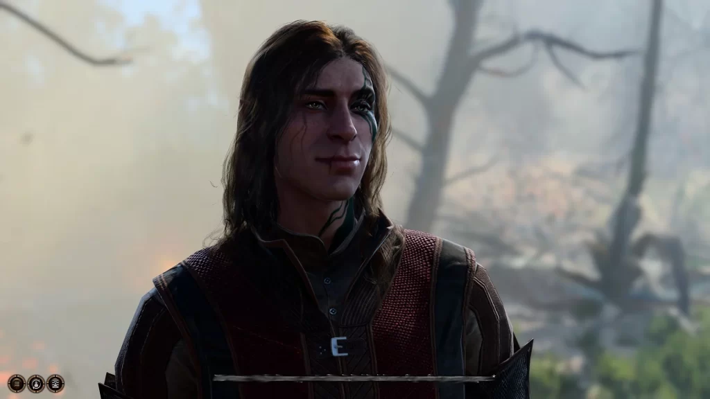 Baldur's Gate 3 Screenshot of a Character Smiling.