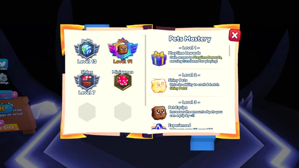 Bubble Gum Simulator Infinity Screenshot of the Pets Mastery Booklet