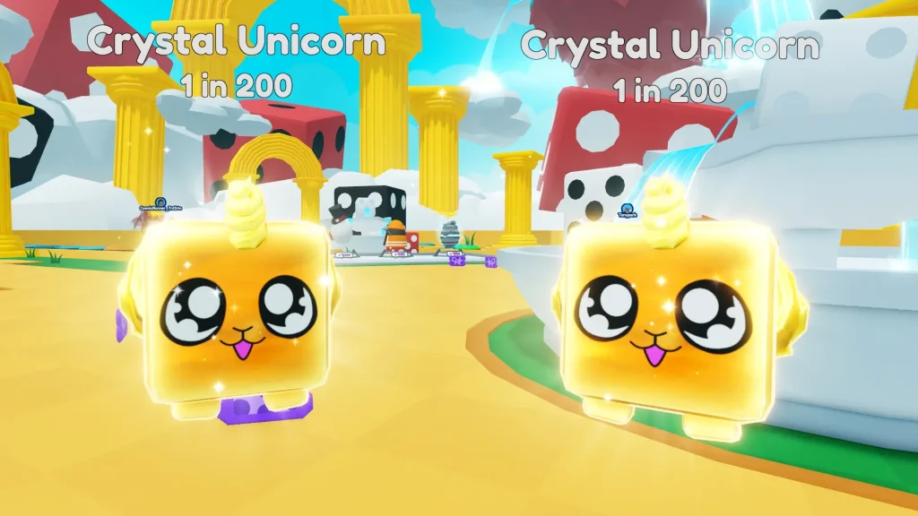 Bubble Gum Simulator Infinity of Two Crystal Unicorn Pets