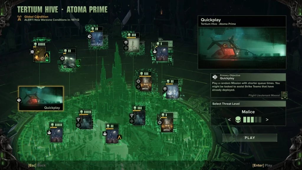 Darktide Mission Terminal With Quickplay Option