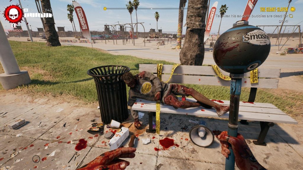 Dead Island 2 - Dead Zombie Lying on a Bench