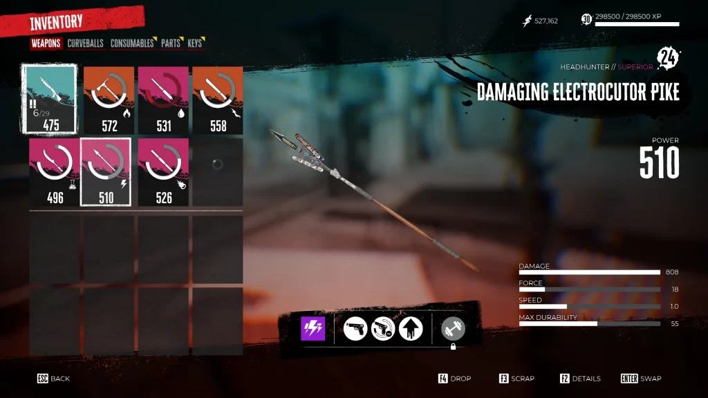 Dead Island 2 - Melee Stats on a Spear