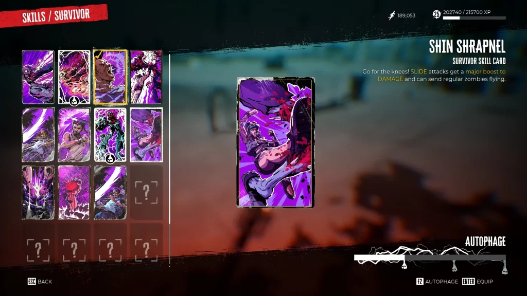 Dead Island 2 - Shin Shrapnel Skill Card