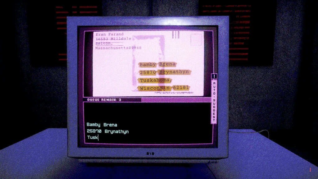 Dead Letter Dept. Screenshot of a Computer Monitor Showing an Envelope and Address