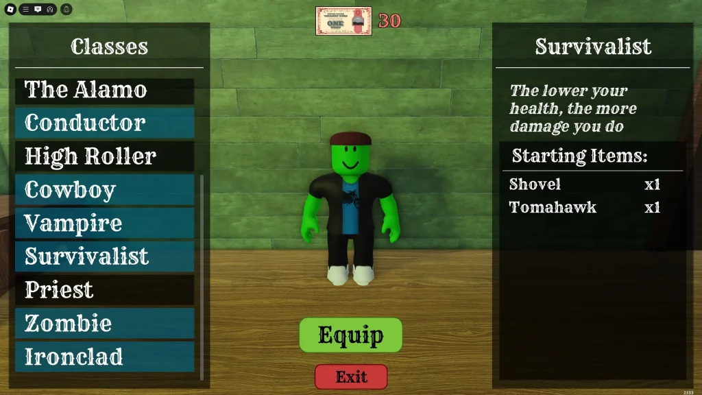 Dead Rails Screenshot of the Survivalist Class