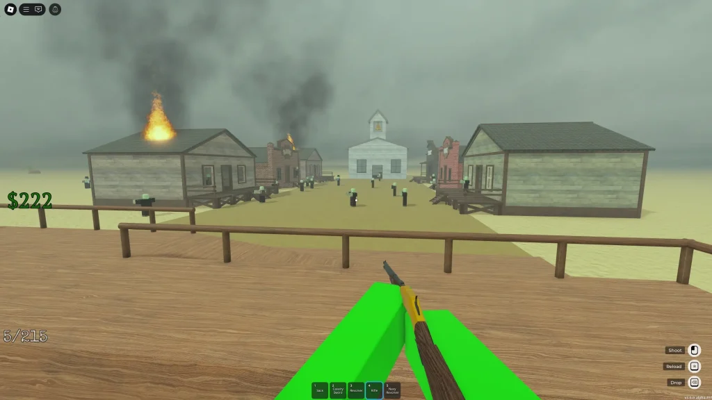 Dead Rails Screenshot of a Town Filled With Zombies