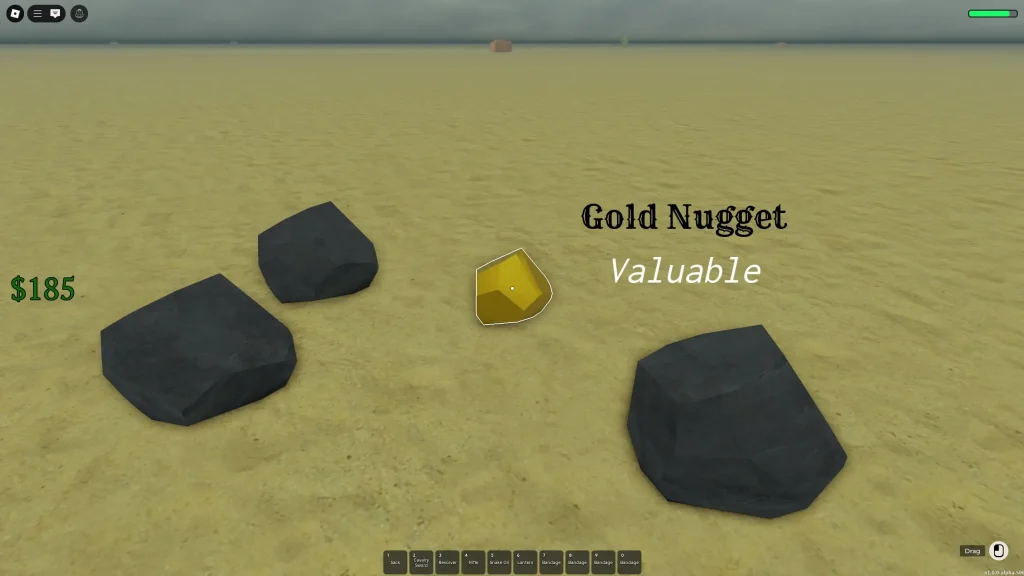 Dead Rails Screenshot of a Gold Nugget From Mining