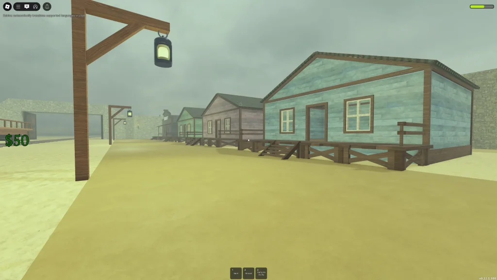 Dead Rails Screenshot of Empty Buildings at the Outpost