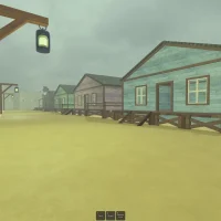 Dead Rails Screenshot of Empty Buildings at the Outpost