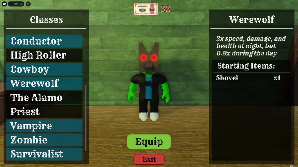 Dead Rails Screenshot of the Werewolf Class