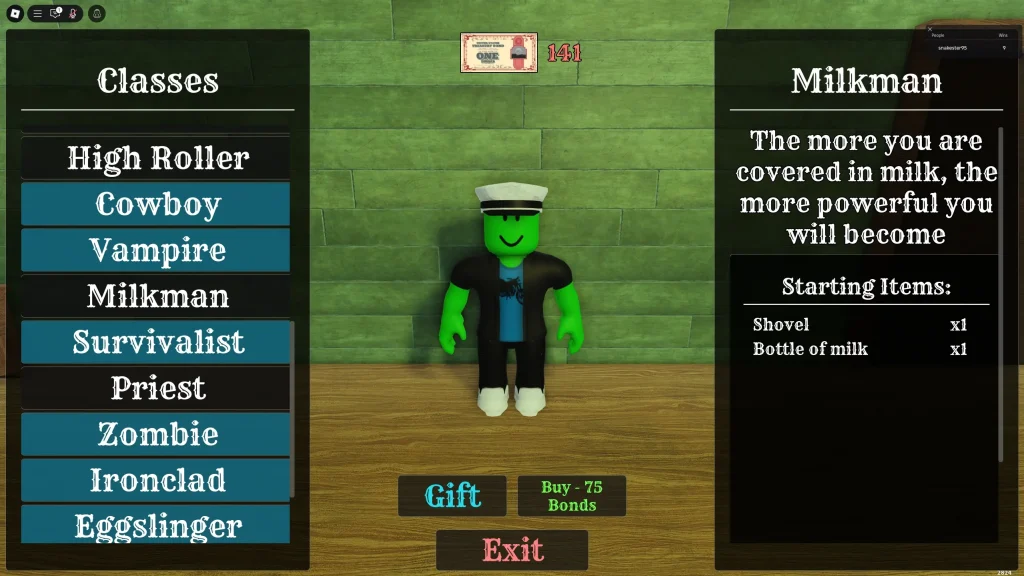 Dead Rails Screenshot of the Milkman Class