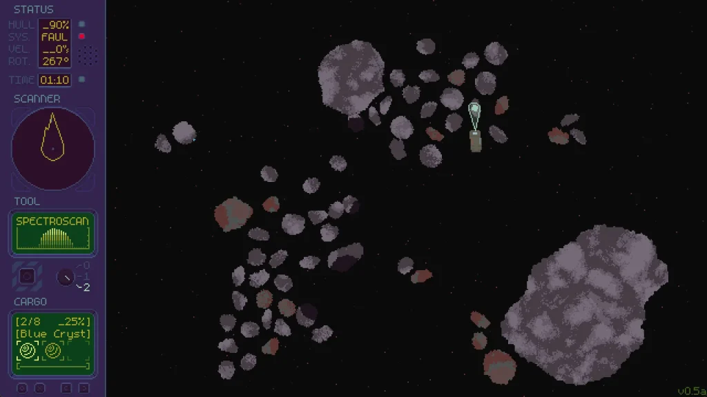 Deep Space Exploitation Screenshot of a Small Ship Scanning For Minerals