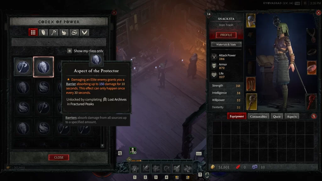 Diablo 4 - Codex of Power Aspect Choice