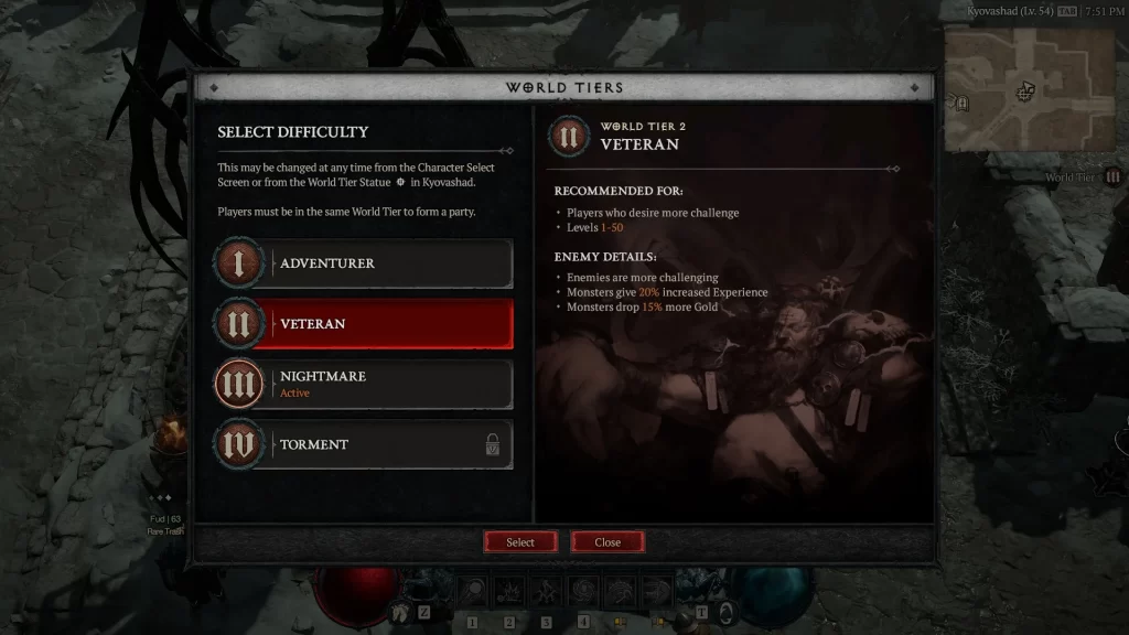 Diablo 4 - How to Change World Tier