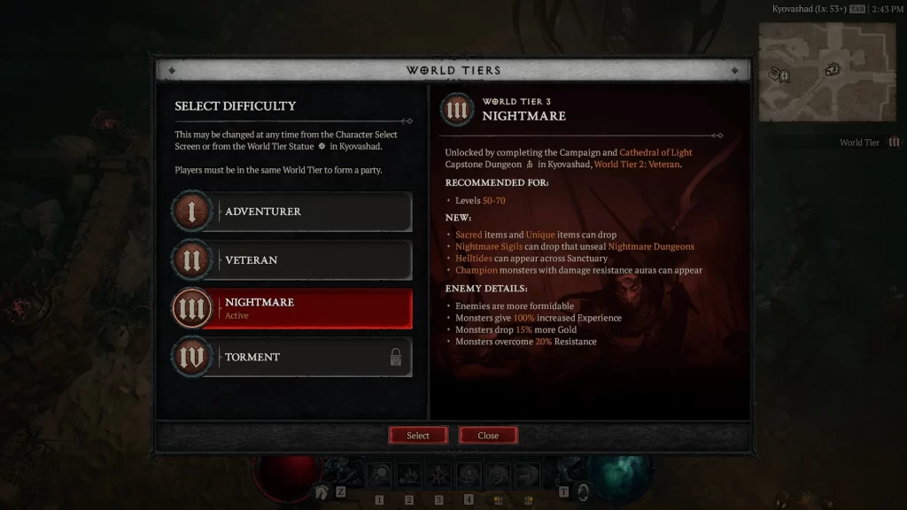 Diablo 4 - How to Unlock World Tiers