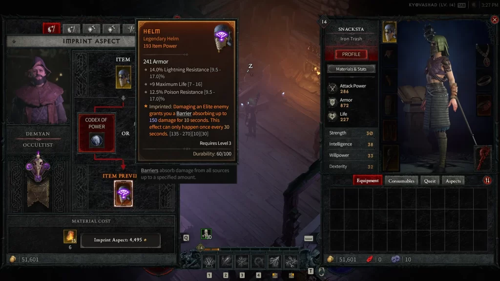 Diablo 4 - Imprinting an Aspect Legendary Preview