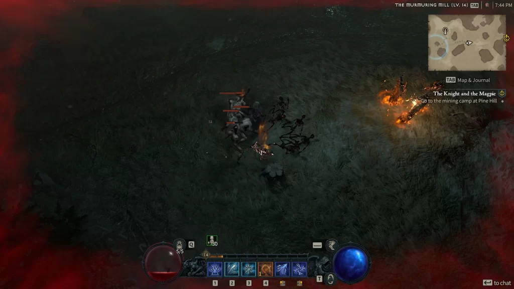 Diablo 4 - Low Health During a Fight With Ghouls