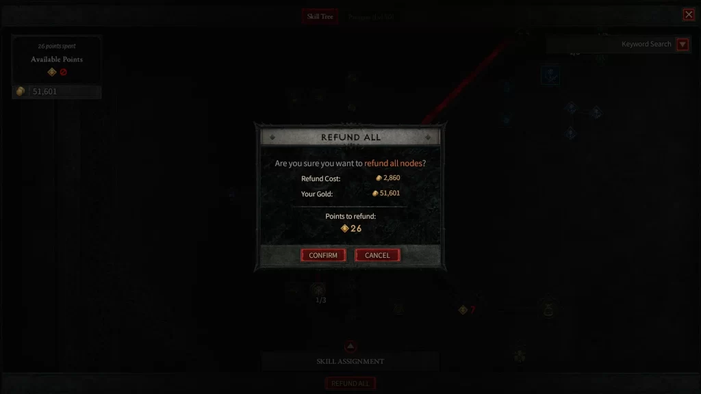 Diablo 4 - Refund All Skill Points Cost