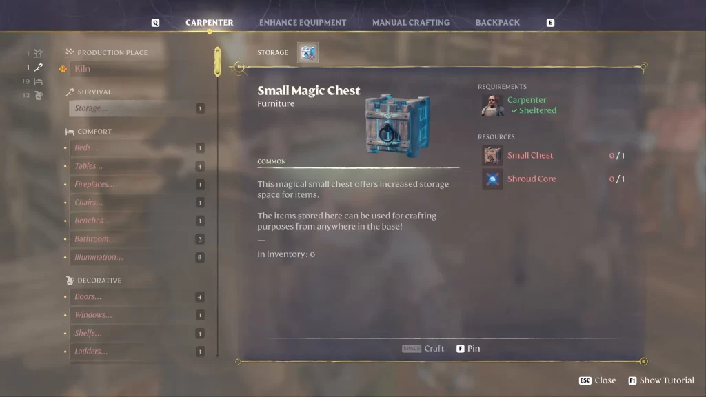 Enshrouded - Small Magic Chest Recipe