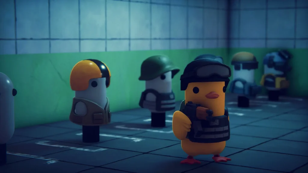 Escape From Dukov Screenshot of a Duck With a Gun and Armor