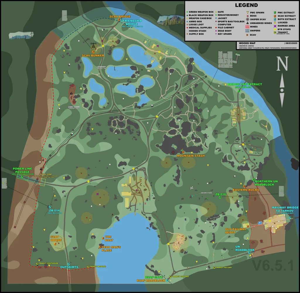 Escape from Tarkov Woods 2D Map