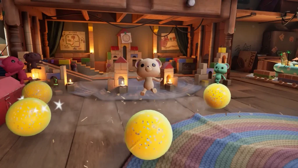 Forgotten Playland Screenshot of a Teddy Bear Jumping Above a Ball