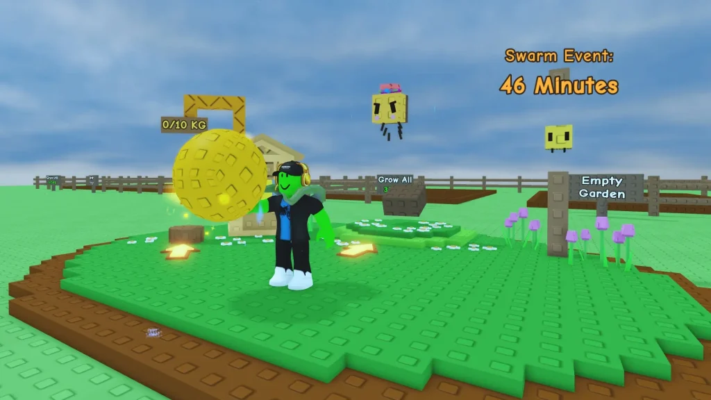Grow a Garden Screenshot Holding a Pollinated Coconut