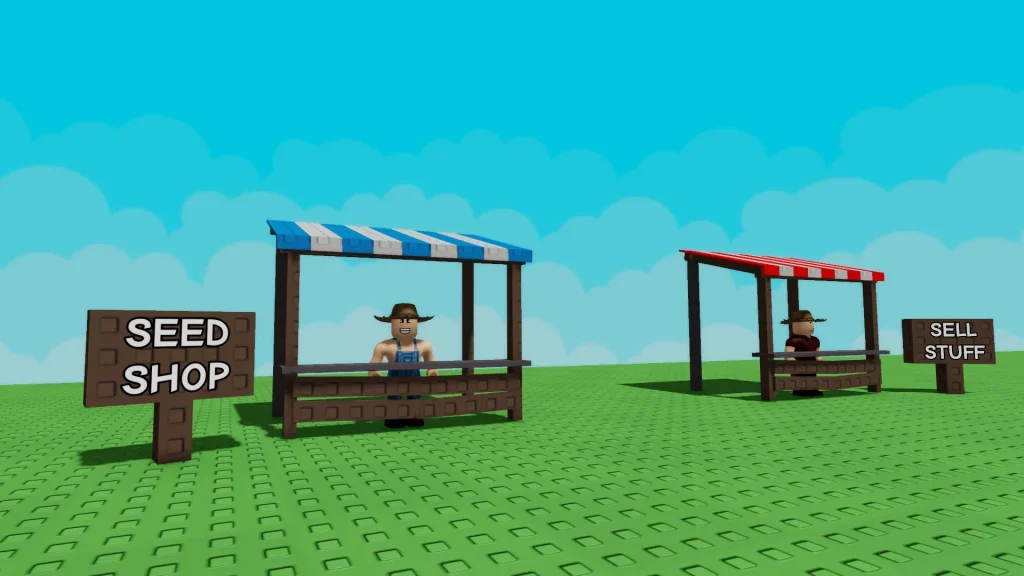 Grow a Garden Screenshot Showing the Seed Shop and Trader