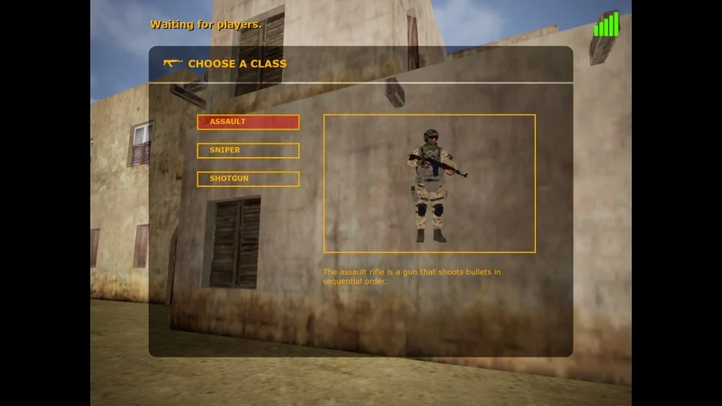 It Takes a War Class Selection Screen