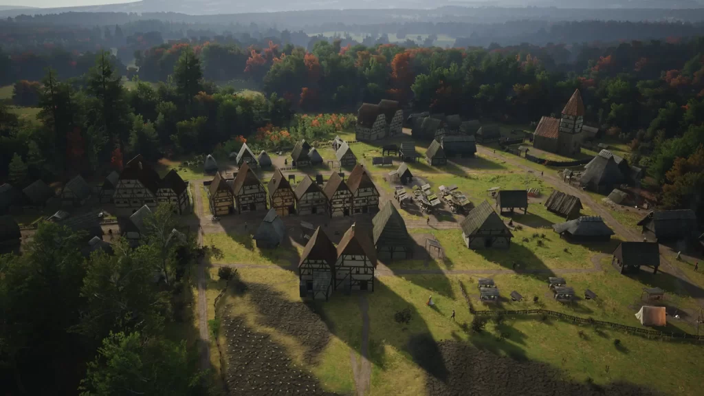 Manor Lords Screenshot Overlooking a Town