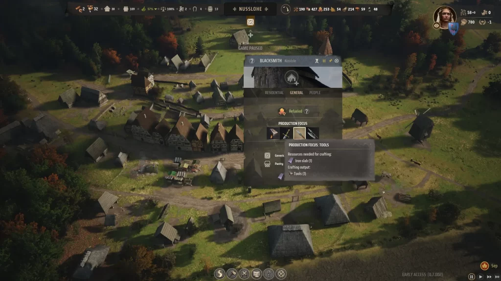 Manor Lords - Making Tools at a Blacksmith