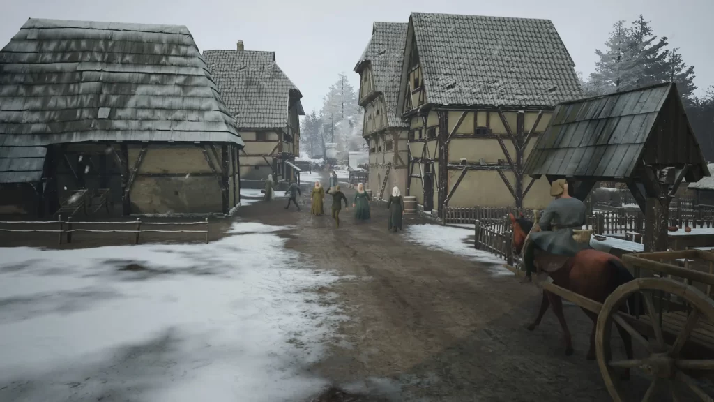 Manor Lords Winter Screenshot of a Town