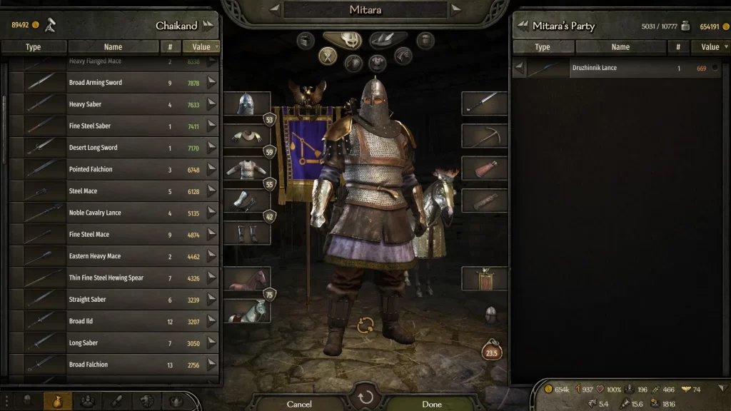 Mount & Blade 2 Bannerlord - Trade Window