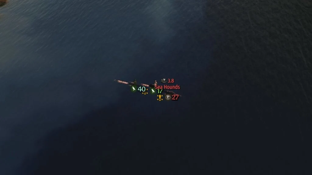 Mount & Blade 2 War Sails screenshot of the overworld sea showing a battle between three ships